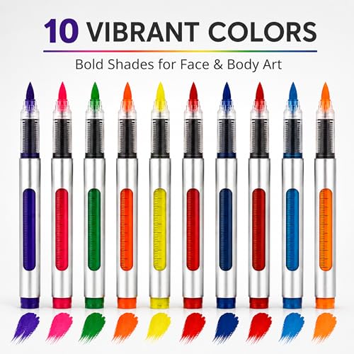 10 Color UV Neon Body Markers - Face & Body Paint for Festivals & Halloween - Variation 01