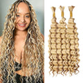 Fridnae 18-Inch Loose Deep Wave Human Braiding Hair - Honey Blonde