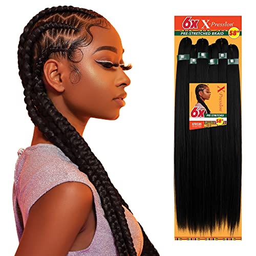 Sensationnel X-Pression 6X Prestretched Braids 58in 1B Off Black