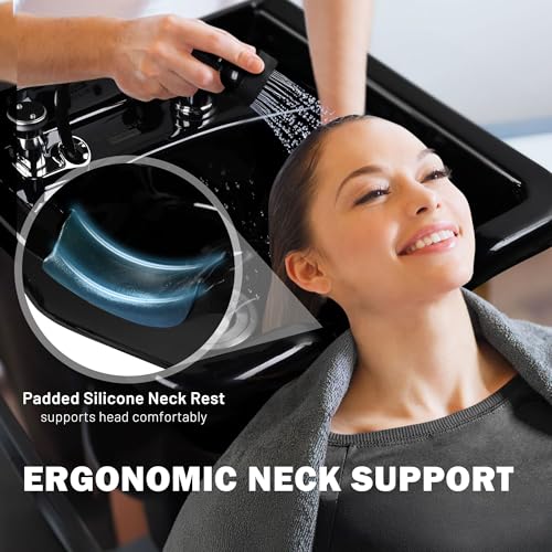 Shampoo Bowl Sink with Neck Rest for Salon & Home Use