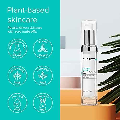 ClarityRx Let There Be Light Powerful Brightening Face Serum, Plant-Based Natural Hydrating Treatment with Hyaluronic Acid for Hyperpigmentation, Dark Spots & Dull Skin (1 fl oz)