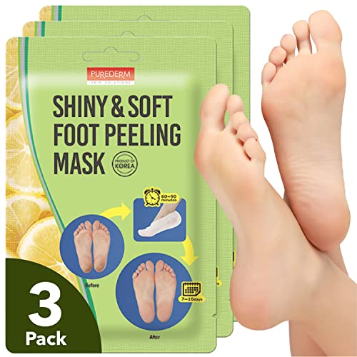 Purederm Exfoliating Foot Peeling Mask for Dry Cracked Feet - 3 Pairs