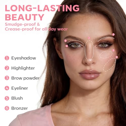 LUXAZA PRO 5-in-1 Eyeshadow Palette with Blush & Highlighter - 18 Shades