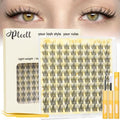 Natural Lash Clusters Kit Wispy Eyelash Clusters Kit Manga Lashes Clusters 10-13mm C-Curly Cluster Eyelash Extensions Thin & Invisible Band Lash Extension Kit with Lash Glue and Lash Tweezers