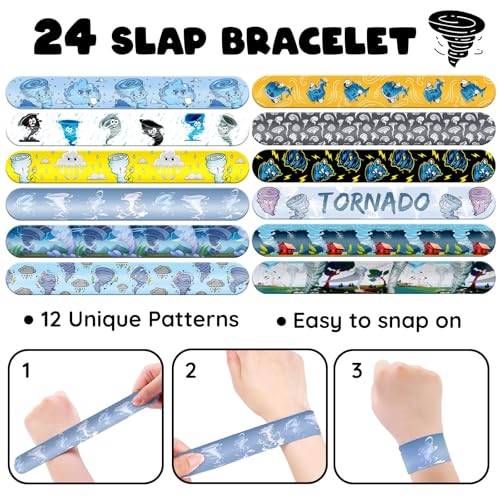 Tornado Party Favors Set - 24 Slap Bracelets & 36 Tattoos
