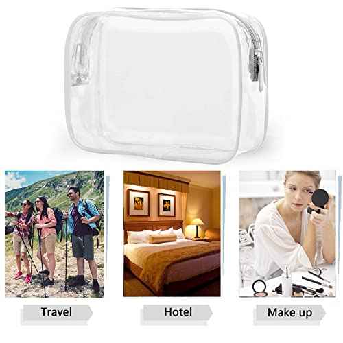 Tergy 6 Packs Clear Cosmetics Bags for Women Men Waterproof Toiletry Bags PVC Makeup Bags Organizer Case with Zipper for Travel Bathroom (6 White Colors)