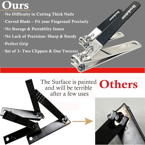 Premium Stainless Steel Nail Clippers Set with Non-Slip Grip
