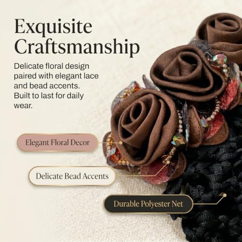 4-Piece Flower Hair Bun Covers with Clips & Mesh Net