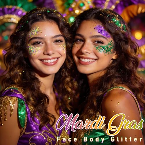 4-Color Body Glitter Makeup Kit | Gold Green Purple Chunky Glitter