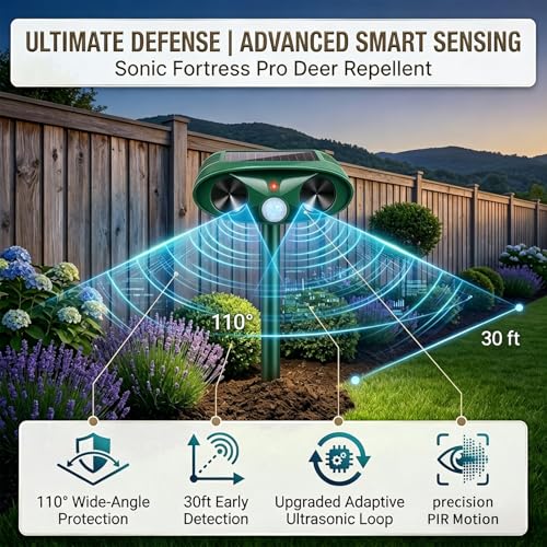 Solar Ultrasonic Animal Repellent Device 2-Pack | Motion Activated Deer Deterrent