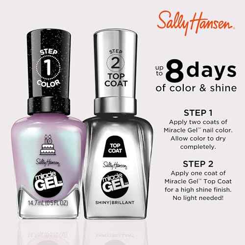 Sally Hansen Miracle Gel Salon Quality Nail Polish | Gel-Like Formula, Two-Step System, No UV Light Needed, Long Lasting | Shimmery | 532 Affairy To Remember | Purple with hints of Blue Nail Polish