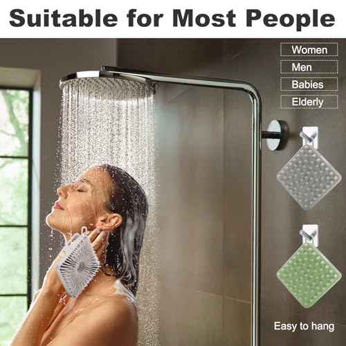 Silicone Body Scrubber, Silicone Loofah Double-Sided Body Brush,Silicone Shower Scrubber and Scalp Massager Shampoo Brush for Sensitive Kids Women Men All Kinds of Skin (Grass Green)