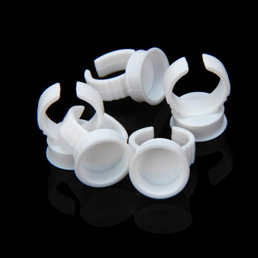 400pcs Pigment Rings Makeup Rings Tattoo Glue Holder, Disposable Plastic Makeup Rings for Nail Art Eyelash Extension (Large)