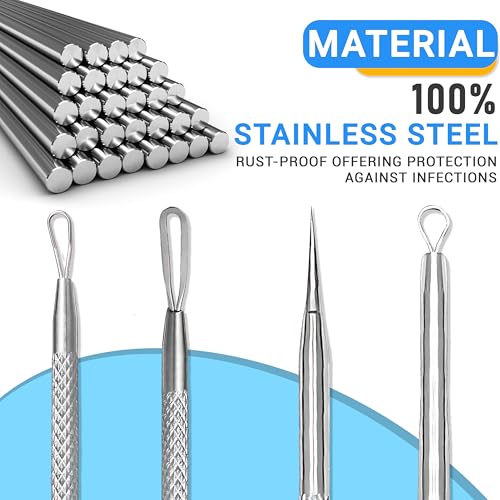 Stainless Steel Pimple Extractor Tool 2-Pc Set Blackhead Remover