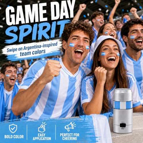 Argentina Flag Face Paint Stick - Waterproof Eye Black (2 Pack)