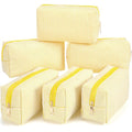 Sanwuta 6 Pcs Yellow Seersucker Cosmetic Bags
