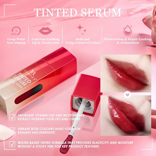 ALMOES Rose Lip Stain – Long Lasting Tint with Vitamin C & E