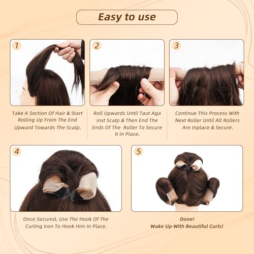 Jumbo Satin Heatless Hair Curler Rods for Overnight Curls - 3 Pack