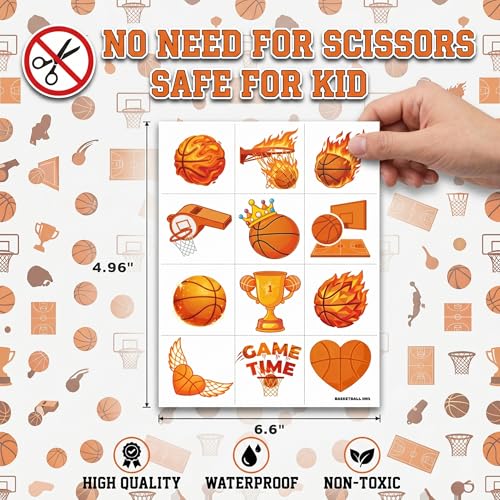 96 Pcs Basketball Temporary Tattoos for Kids