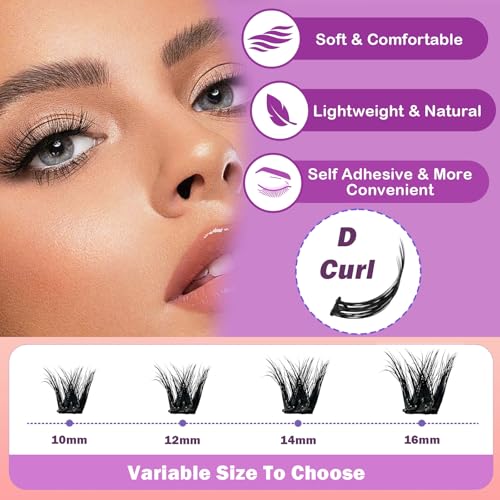 Self Adhesive Eyelashes 80Pcs Self Adhesive Lash Clusters Press On Lashes No Glue Needed Pre-Glued Glueless Lashes Clusters No Remover No Residue with Tweezers£¨Thick-Volume£©
