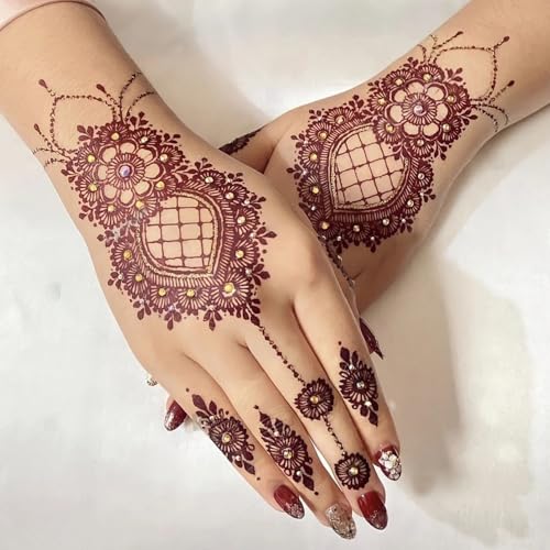 Henna Tattoo Stencil Kit, 18 Self-Adhesive Mehndi Templates