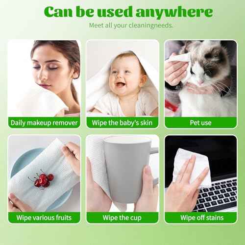 Disposable Face Towels 100 Count, Biodegradable Facial Towels for Sensitive Skin, Ultra Soft & Thick Face Cloth, Lint- free Dry Wipes for Makeup Remover, Skincare and Cleansing (2 Pack)