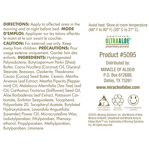Miracle Knee & Elbow Stick with UltraAloe Gel for Dry, Cracked Skin, Soothes, Moisturizes, Promotes Healing, 2.5 oz