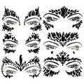 6 Sheets Black Face Gems, Self-Adhesive Rhinestone Face Jewels for Festivals, Halloween, and Costume Parties, Large