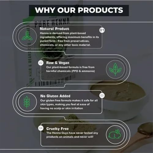 100% Pure Henna Powder for Hair - Red Color & Gray Coverage