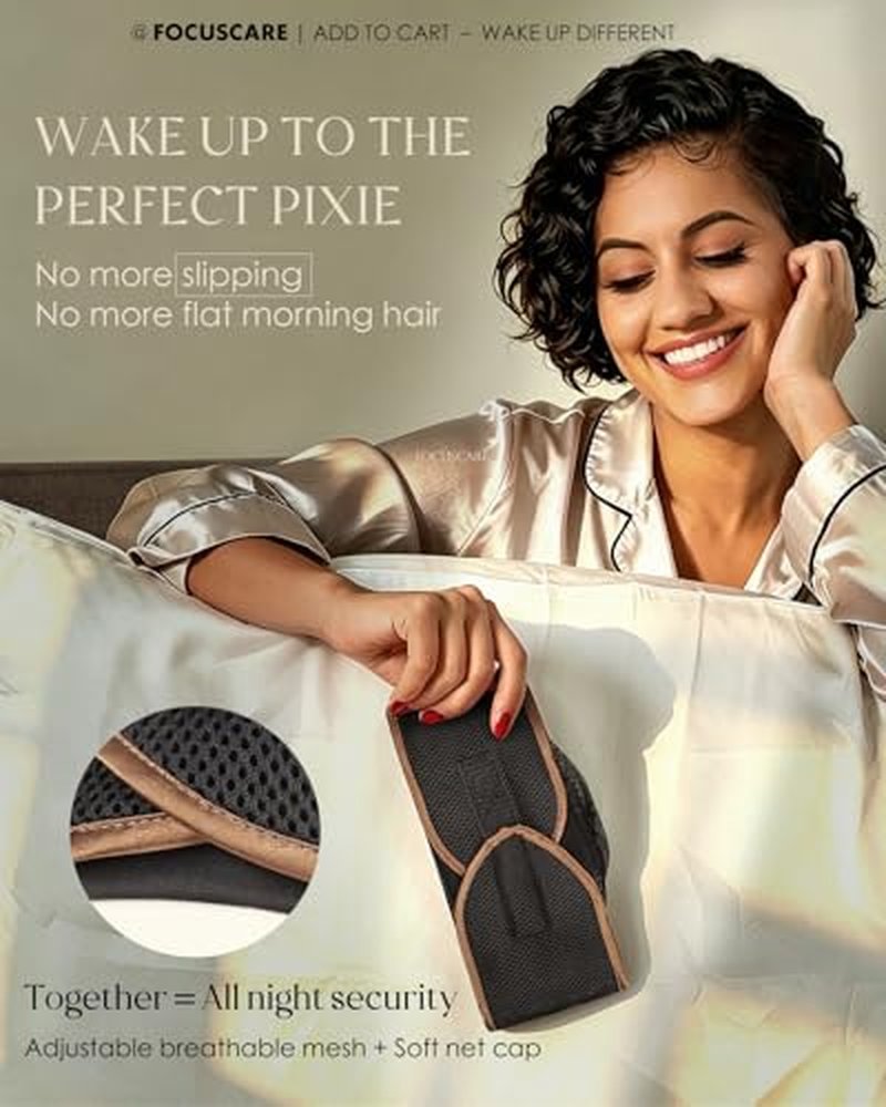 FocusCare 2-in-1 Anti-Slip Mesh Hair Wrap for Short Hair & Pixie Cuts