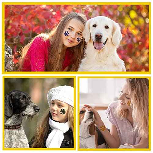 Jutom 30 Sheets 240 Pcs Dog Paw Glitter Tattoo Sticker Temporary Tattoos Dog Paw Body Tattoos for Women Girls Face Body Accessories(Fresh Color)