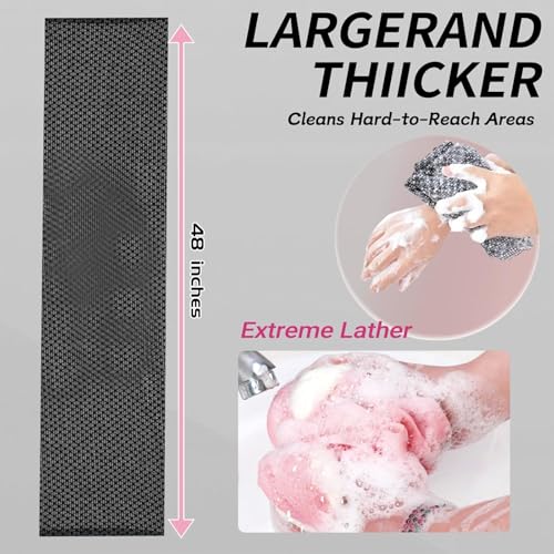 Exfoliating Bath Towel, Premium Microfibre Scrub Towel, Luxury Exfoliating Bath Towel Set, 2-in-1 Exfoliating Towel - Body Scrubber, Double-Sided, Suitable for All Skin Types (Pink)