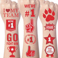 Red Team Spirit Temporary Tattoos - Gameza 138PCS Red Spirit Party Favors Decorations Supplies Glitter Team Spirit Tattoo Stickers for Cheerleading Teams Sports Games Classroom Spirit Week Rewards
