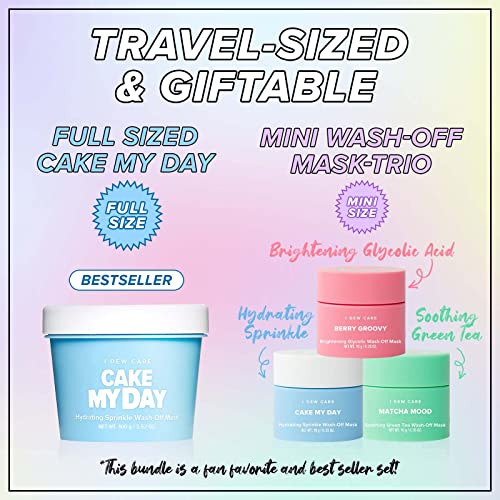 I DEW CARE Mini Scoops Trio Wash Off Facial Clay Mask Set + Cake My Day Face Mask Bundle