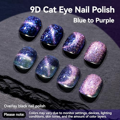 9D Cat Eye Nail Polish - Blue to Purple Galaxy Magic