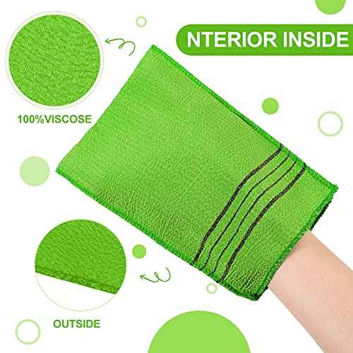 Tatuo 12 Pieces Korean Exfoliating Mitt Glove Italy Towel Body Skin Scrubber Exfoliating Scrubber for Remove Dead Skin Washcloth Korean(Large,Yellow, Green, Blue, Pink)