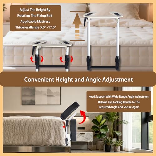 Adjustable Massage Headrest for Bed 6-17in Mattress