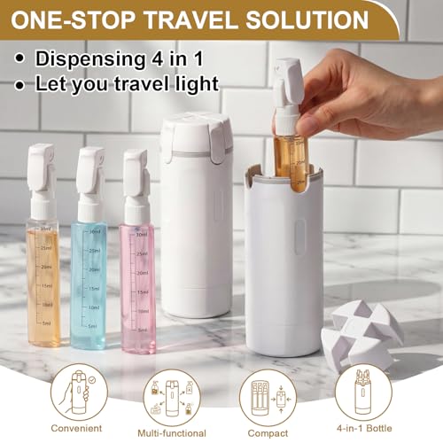 Domensi 2 Pack Travel Dispenser – 4-in-1 Refillable 30ml Bottles