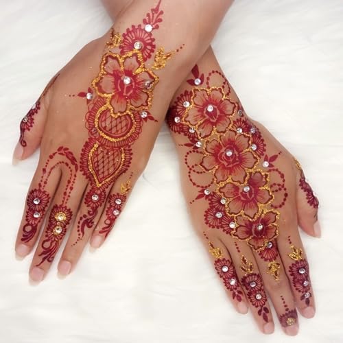 Henna Tattoo Stencil Kit - 18 Self-Adhesive Mehndi Designs