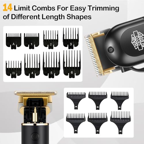 Cordless Professional Hair Clippers for Men with Self-Sharpening Titanium Blades