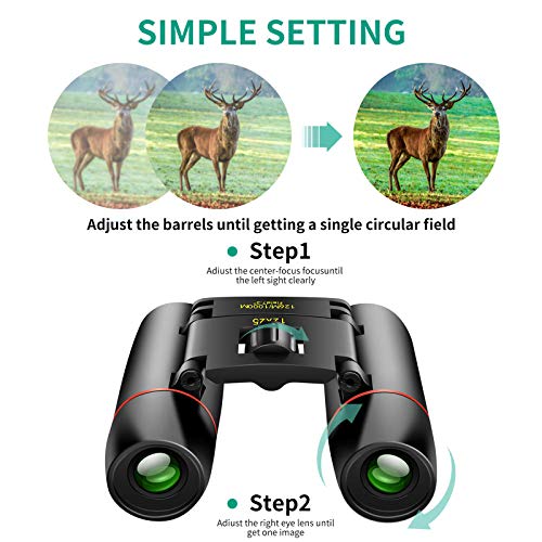 POLDR 12X25 Compact Pocket Binoculars for Adults & Kids