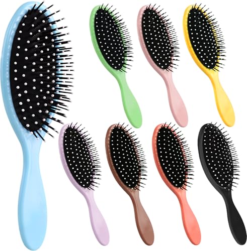 Dismok 8-Pack Wet & Dry Detangling Hair Brushes with Soft Bristles & Anti-Slip Handle