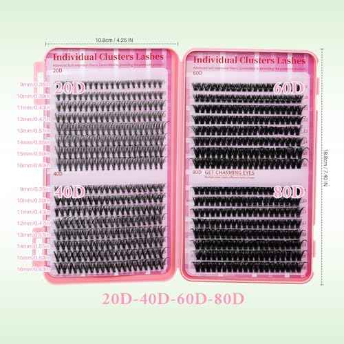 Lash Clusters 4 Style DIY Lashes Clusters Eyelash Clusters False Eyelashes Cluster Eyelash Extensions Wispy Lash Clusters Natural Cluster Lashes(640pcs 20D+40D+60D+80D,9-16mm)