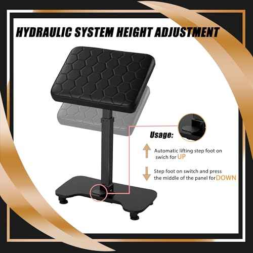 POARMEEY Tattoo Armrest Stand Hydraulic Device Height Adjustable Thickened Cushion Wood Grain Base Stability Strongly