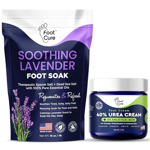 Soothing Lavender Foot Soak with Epsom Salt - Best Toenail Treatment, & Softens Calluses - Soothes Sore & Tired Feet, Moisturizing Athletes Foot Care For Dry Cracked Feet Cream