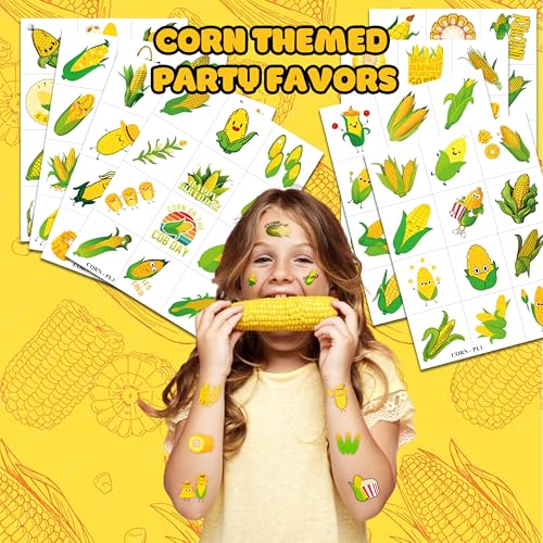 96 PCS Corn Temporary Tattoos - Party Favors & Classroom Prizes