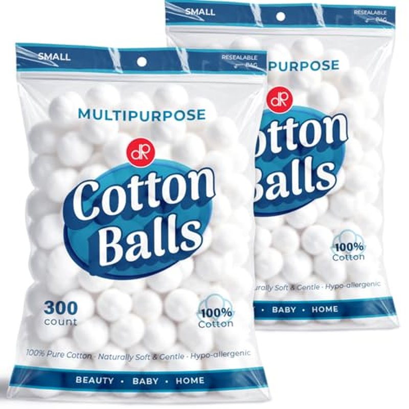 DecorRack 600 ct Small Cotton Balls - 100% Pure Hypoallergenic Cotton