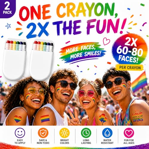 Rainbow Face Paint Sticks & Temporary Tattoo Kit, 2 Pack