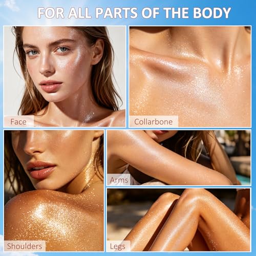 SPF 30 Body Glow Oil - Shimmer Sunscreen for Face & Body