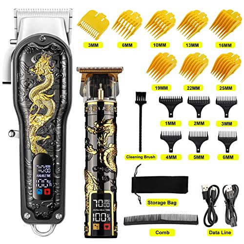 HIENA PRO Cordless Hair Clipper Kit with T-Blade Trimmer Set